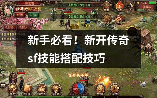 新手必看!新开传奇sf技能搭配技巧