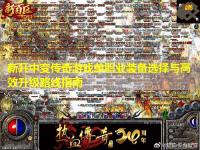 新开中变传奇游戏单职业装备选择与高效升级路线指南